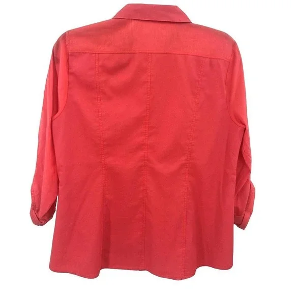Elie Tahari Womens Top L Coral Office Career Preppy Minimalist Silk Blend Staple - Picture 4 of 6